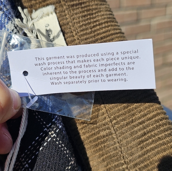 NWT Gilded Intent brown cord/blue plaid jacket - Picture 3 of 10